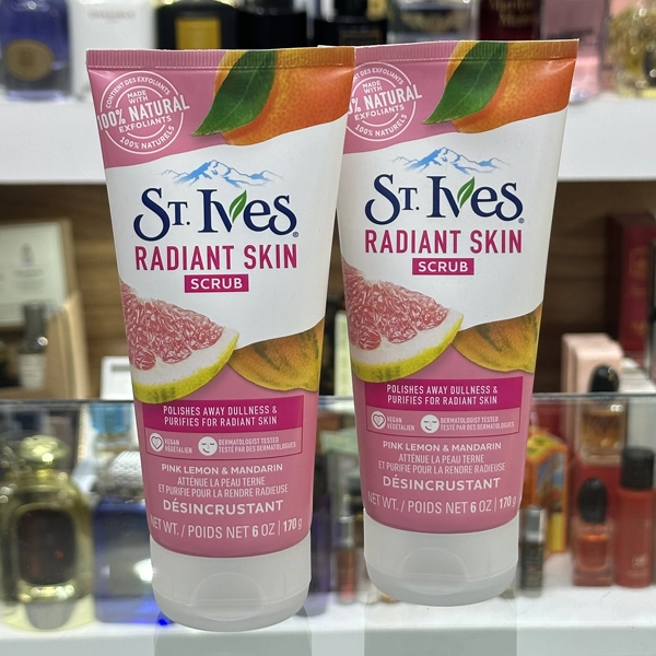 اسکراب صورت لیمو صورتی و نارنگی سنت ایوز (اس تی ایوز) اصل ضد تیرگی و درخشان کننده انواع پوست 170 گرم | St.Ives Pink Lemon & Mandarin Scrub Polishes Away Dullness & Purifies For Radiant Skin 170gr