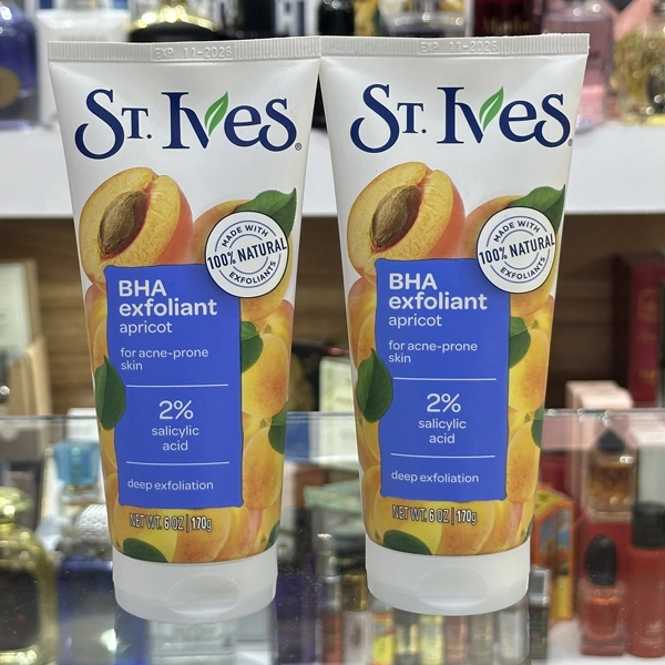 اسکراب لایه بردار سالیسیلیک اسید 2% BHA زردآلو سنت ایوز (اس تی ایوز) اصل ضد جوش و آکنه 170گرم | St.Ives BHA exfoliant apricot for acne – prone skin 2% salicylic acid 170gr