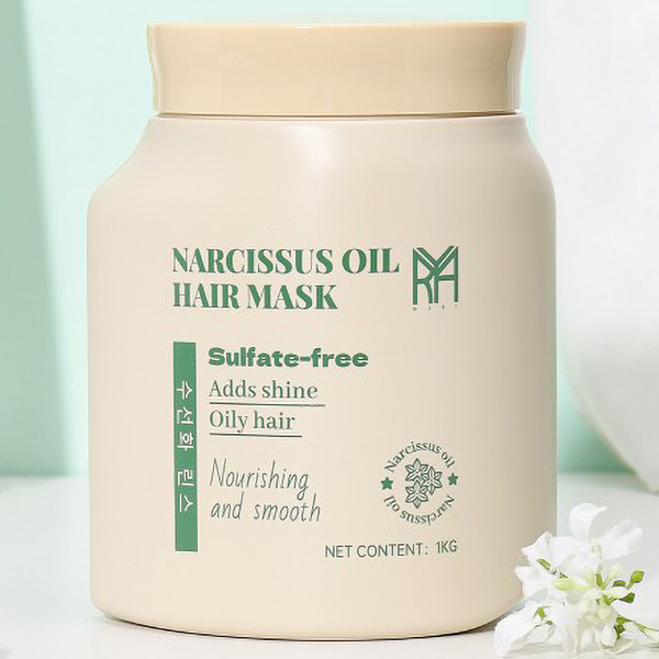 ماسک مو مخصوص موی چرب روغن گل نرگس مری سبز کره ای اصل درخشان کننده بدون سولفات مناسب داخل حمام 1 کیلویی | NARCISSUS OIL HAIR MASK Mary for oily Hair 1kg